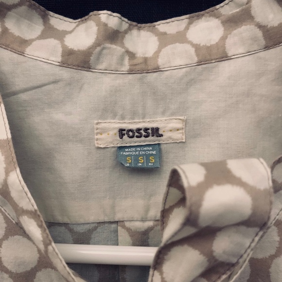 Fossil cotton tieneck buttondown blouse 3/4sleeves - Picture 4 of 7